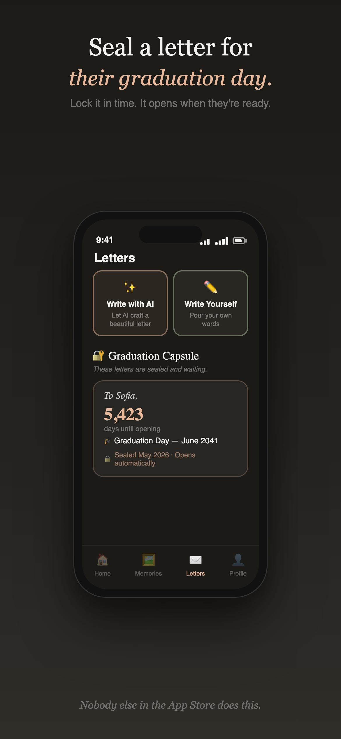 Graduation Capsule — sealed letter unlocking in the future